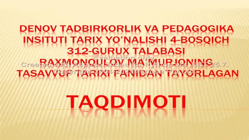 Suxravardiya Tariqati taqdimoti