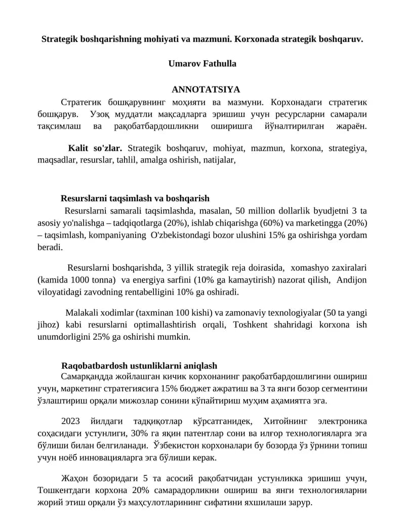 Strategik boshqaruv