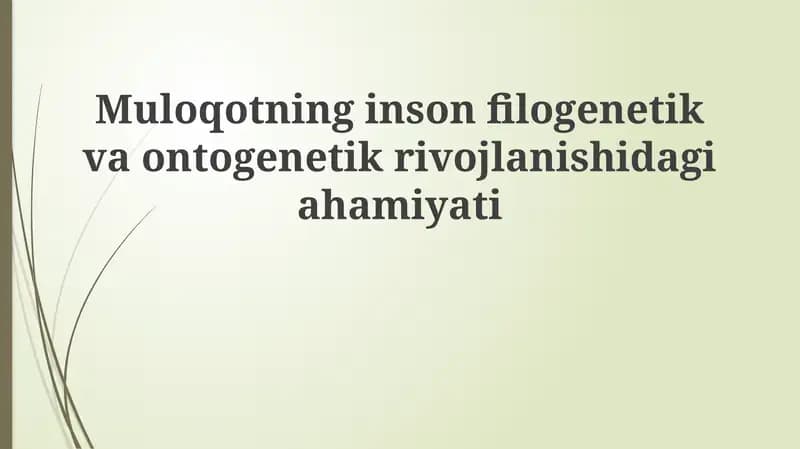 Filogenezda kommunikatsiyaning roli