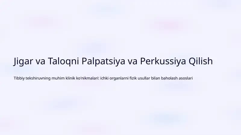 Jigar va Taloq Anatomiyasi