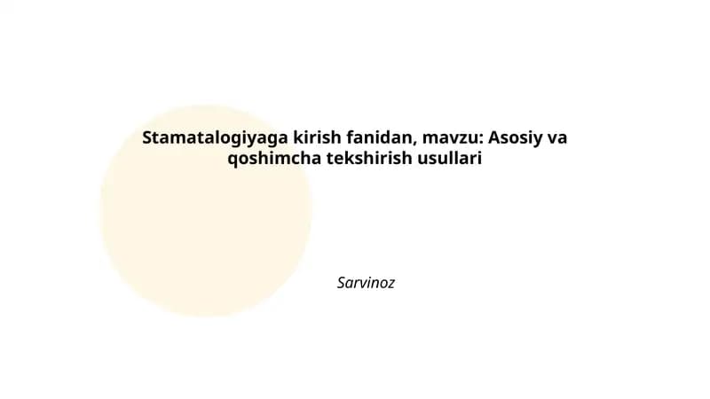Stamatalogiyaga kirish fanidan