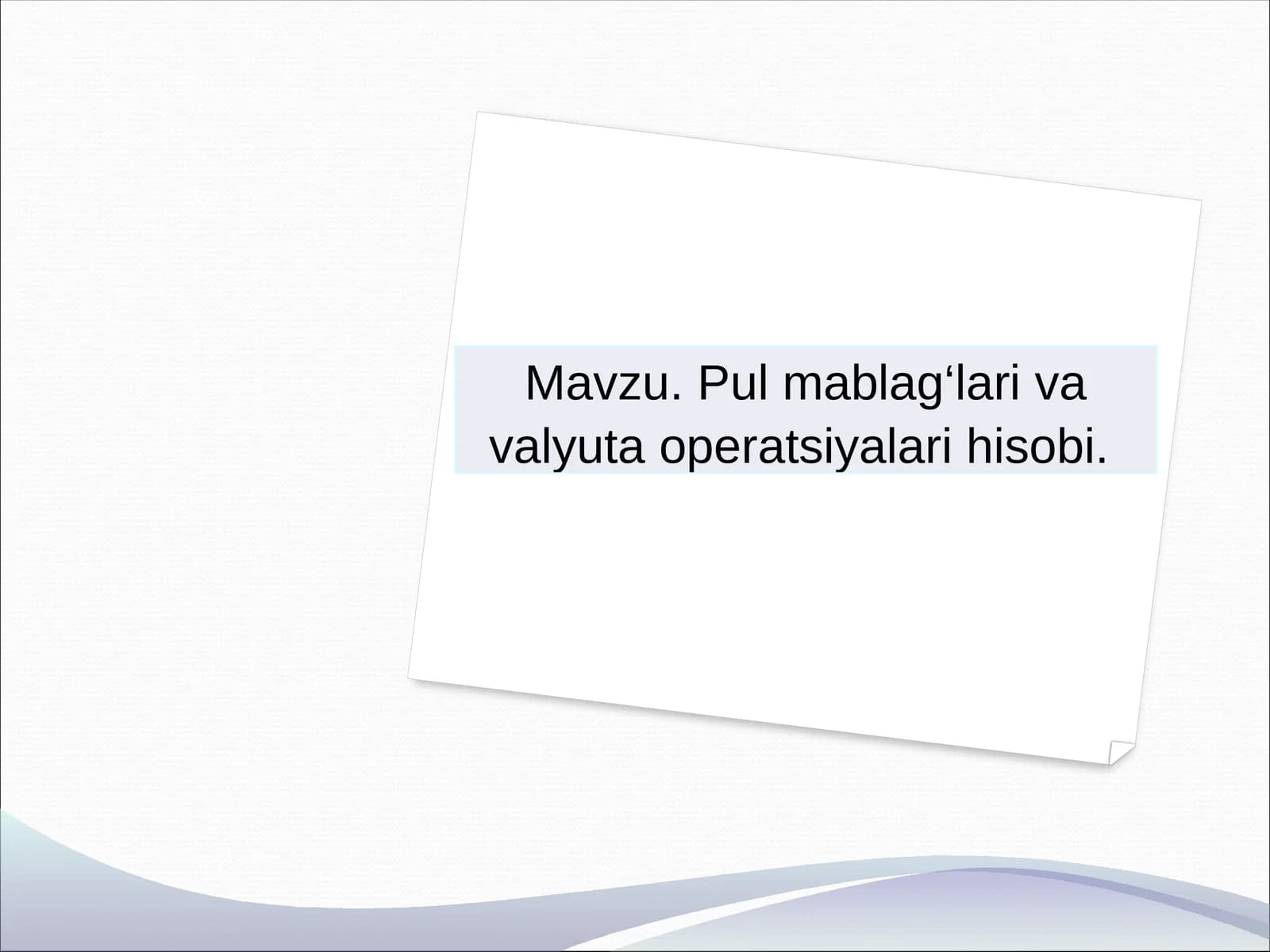Pul mablag‘lari va valyuta operatsiyalari hisobi