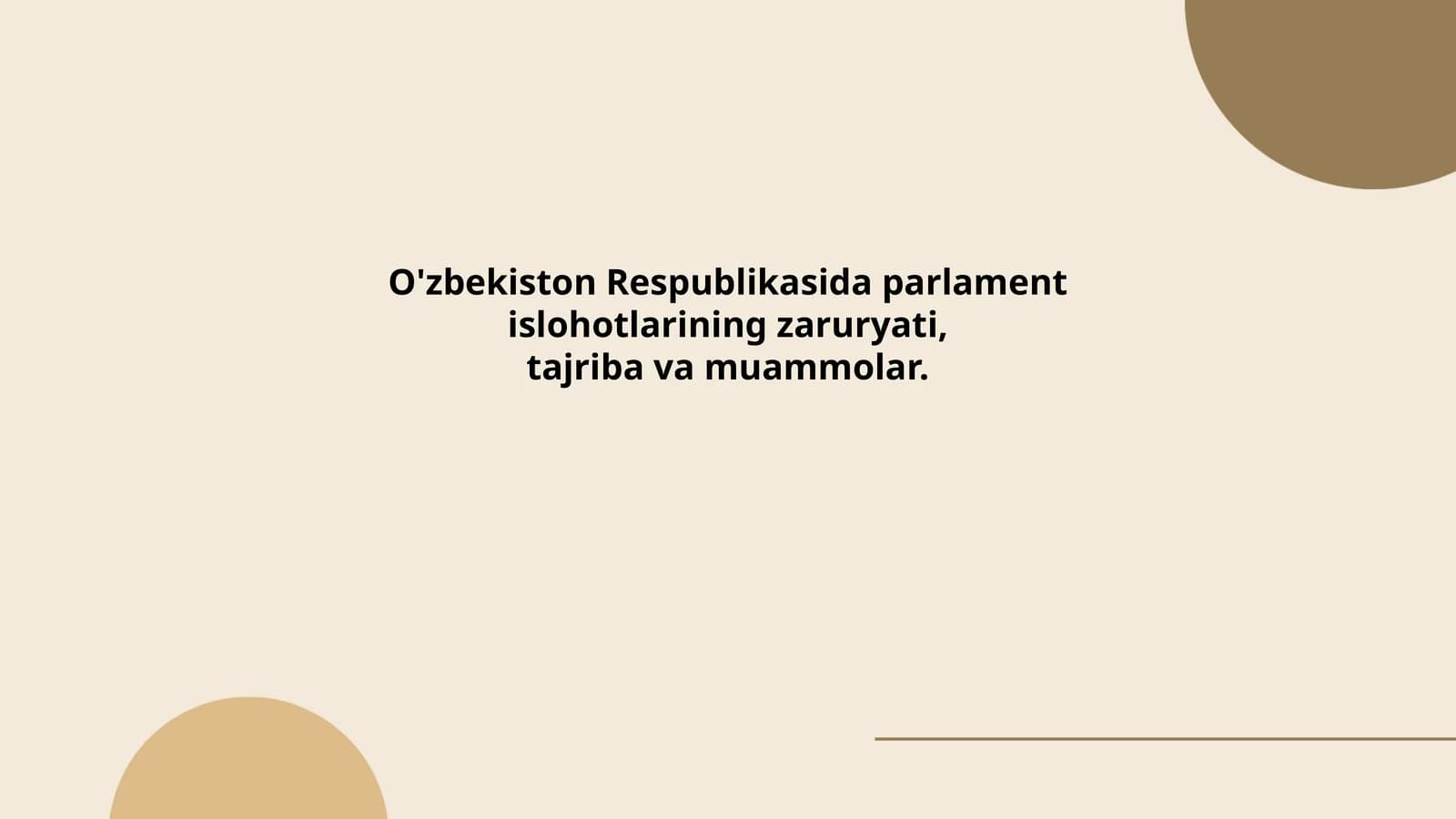 Parlament islohotlarining zaruriyati