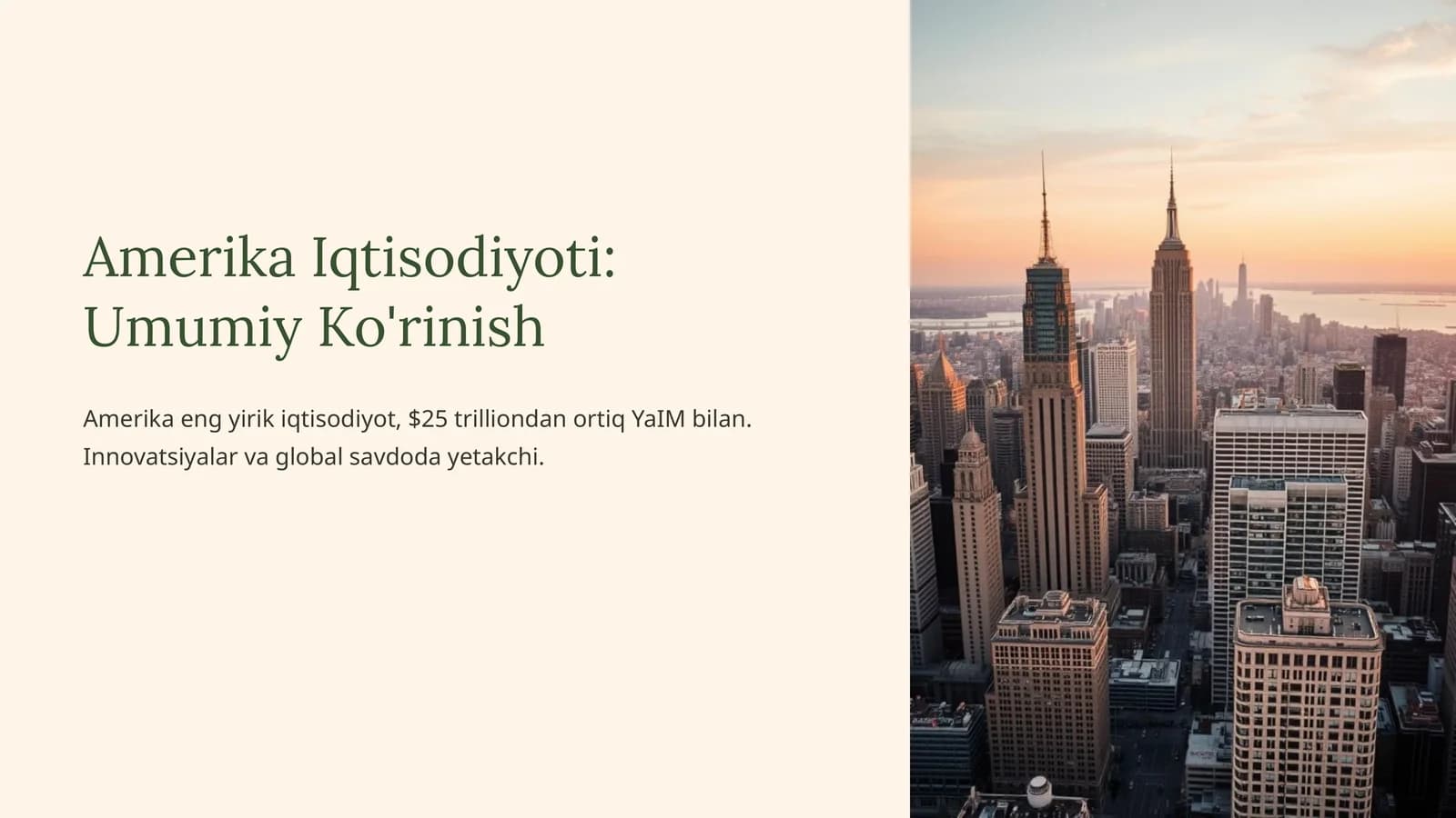 Amerika Iqtisodiyoti: Umumiy Ko'rinish