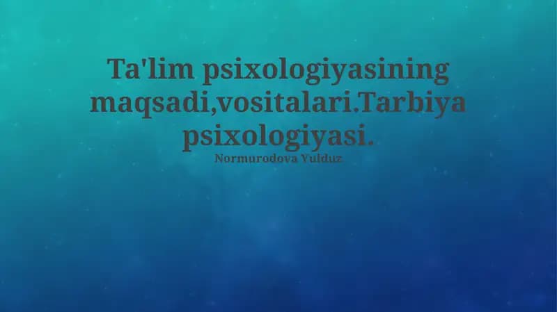 Tarbiya psixologiyasi