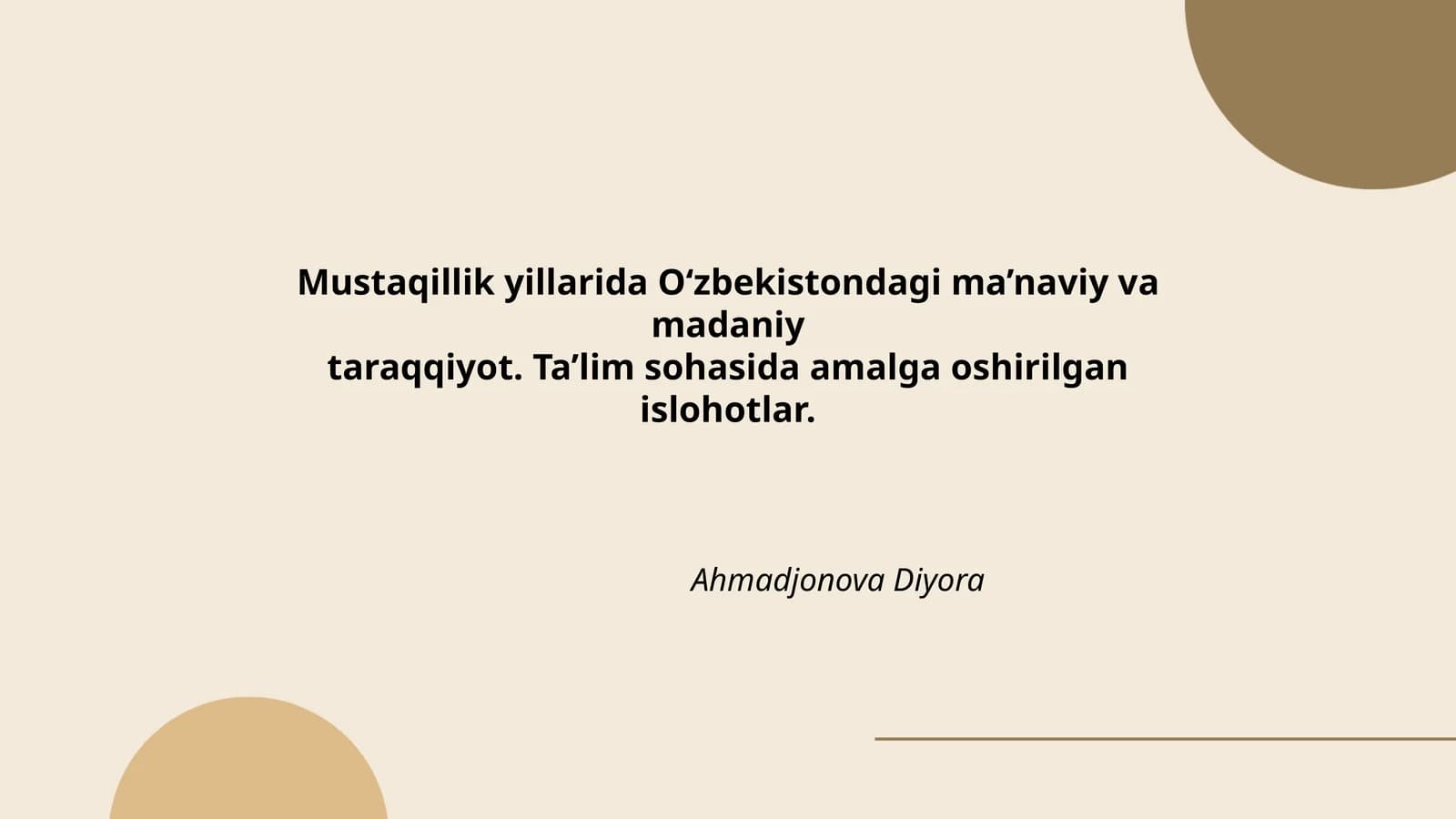 Ma'naviy va madaniy Taraqqiyot
