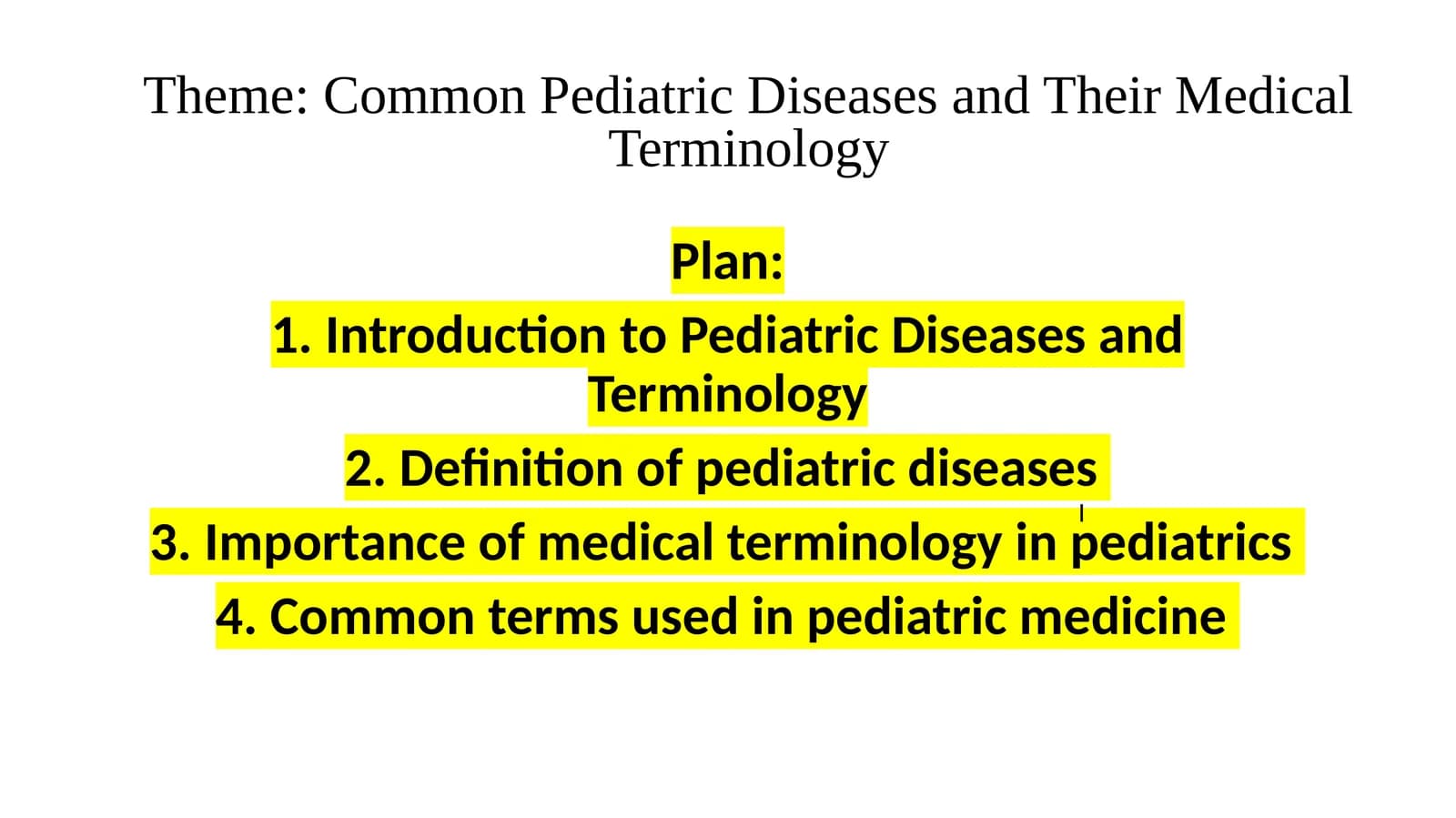 Common Pediatric Diseases and Their Medical Terminology