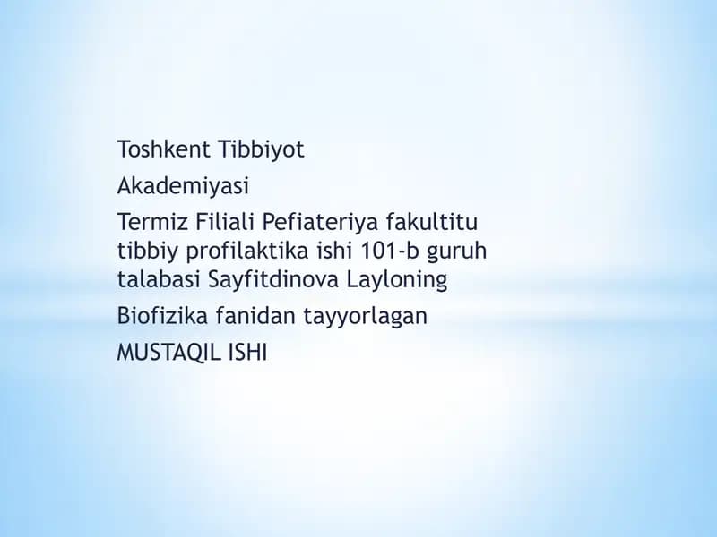 Bionika asoslari va uning inson hayotidagi o’rni
