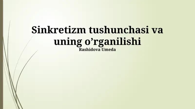 Sinkretizm tushunchasi va uning o’rganilishi