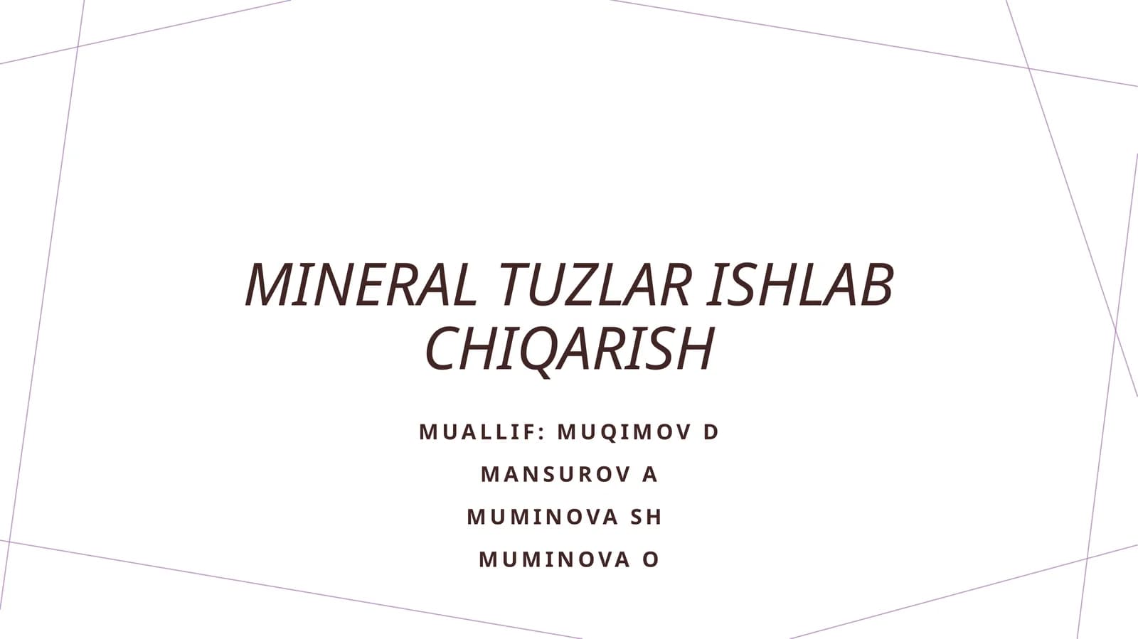 Mineral tuzlar ishlab chiqarish