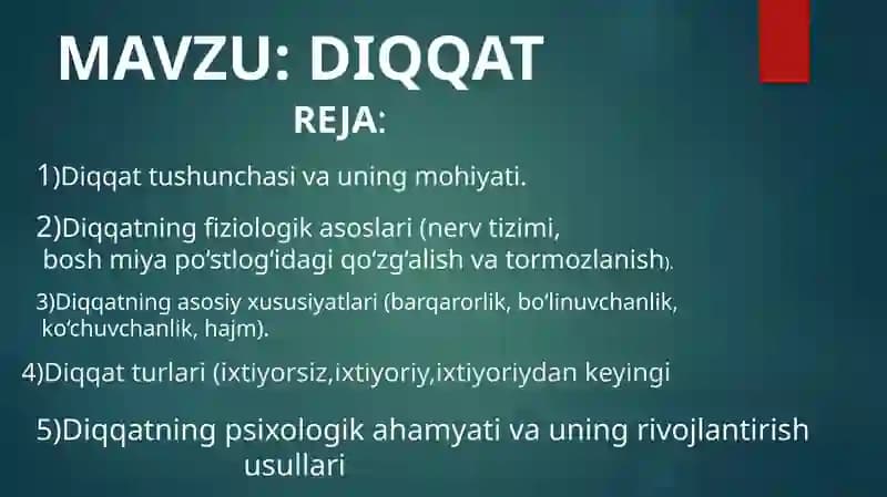 Diqqat haqida prezentatsiya