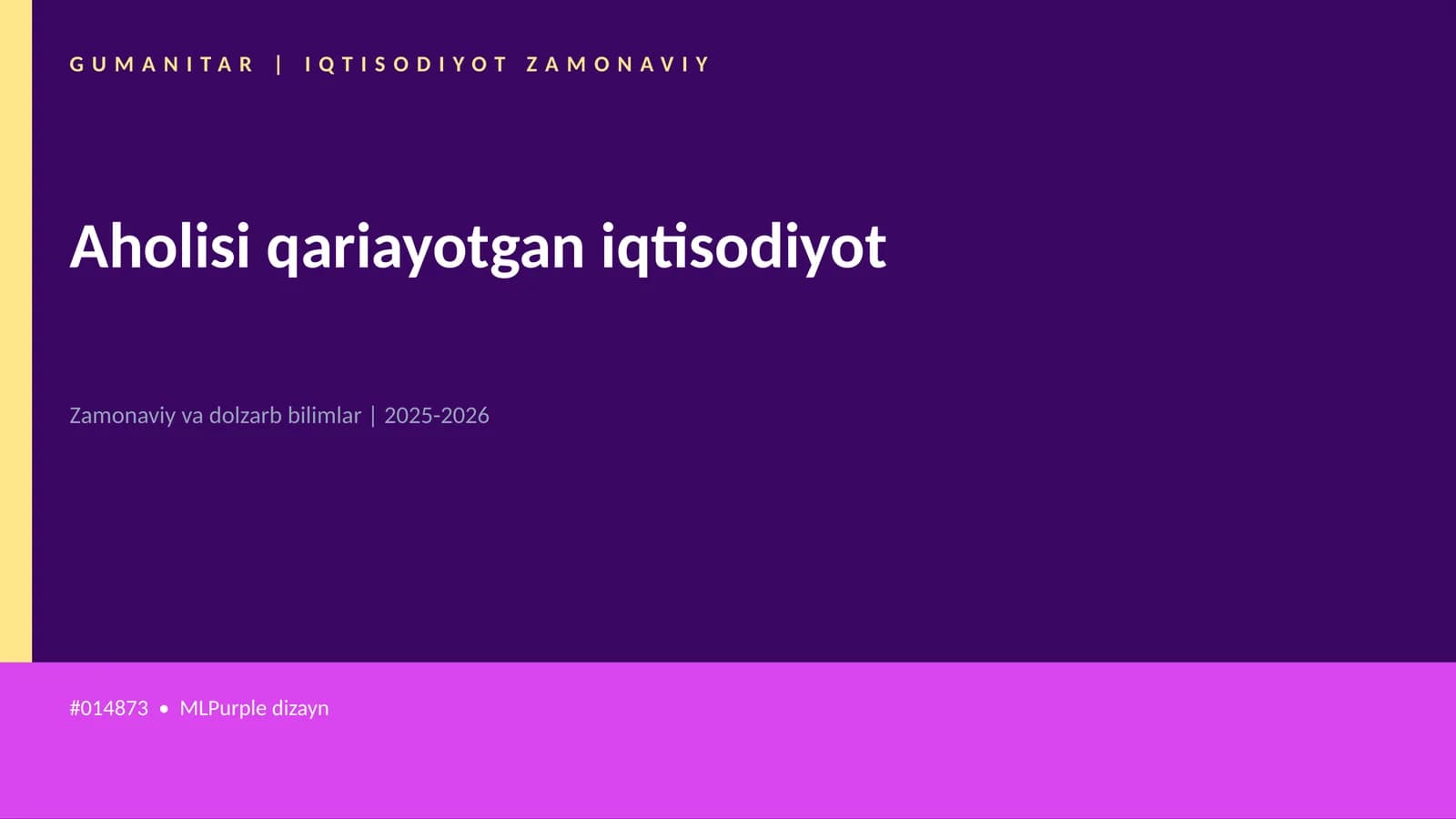 Aholisi qariayotgan iqtisodiyot