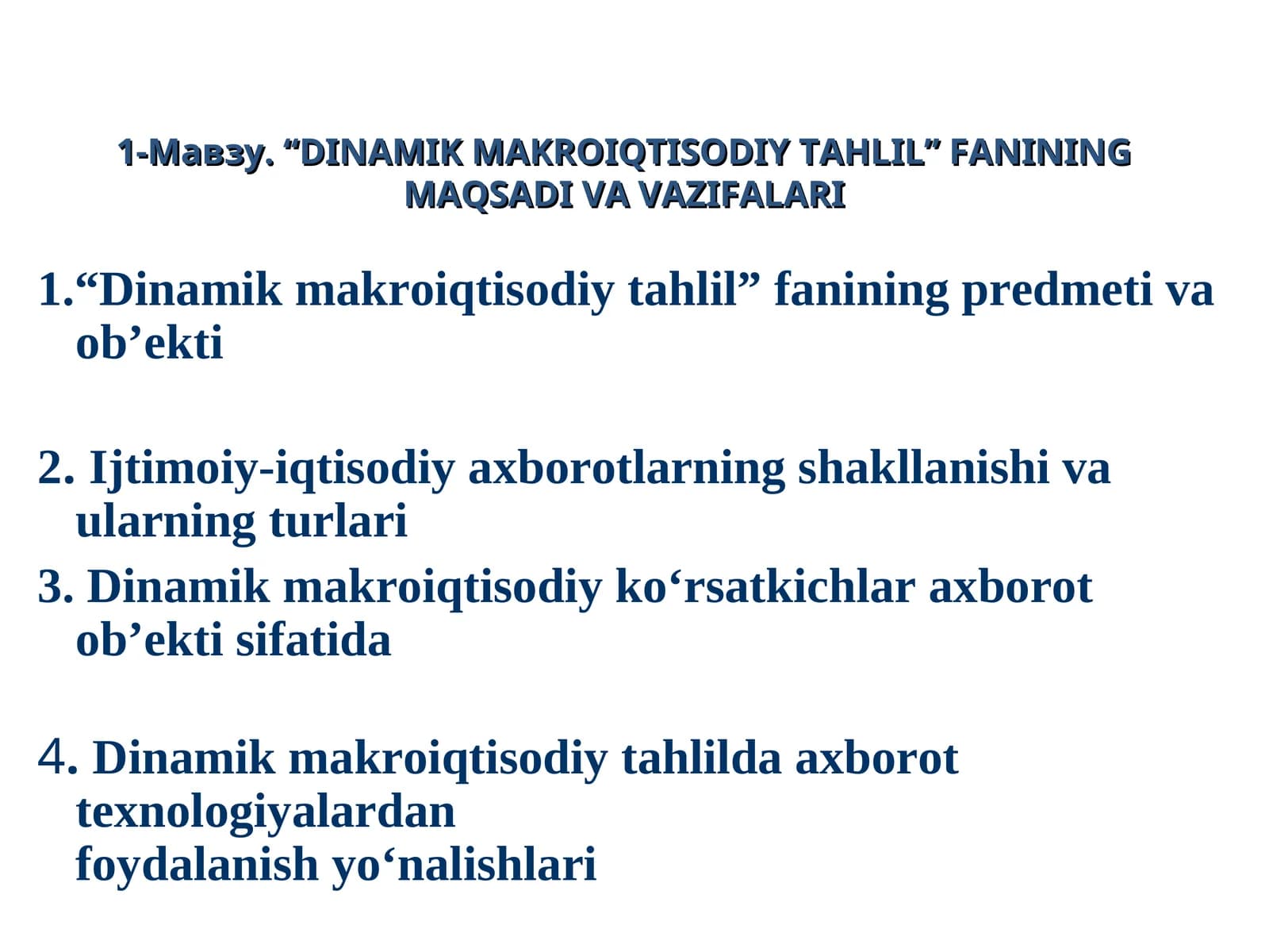 DINAMIK MAKROIQTISODIY TAHLIL