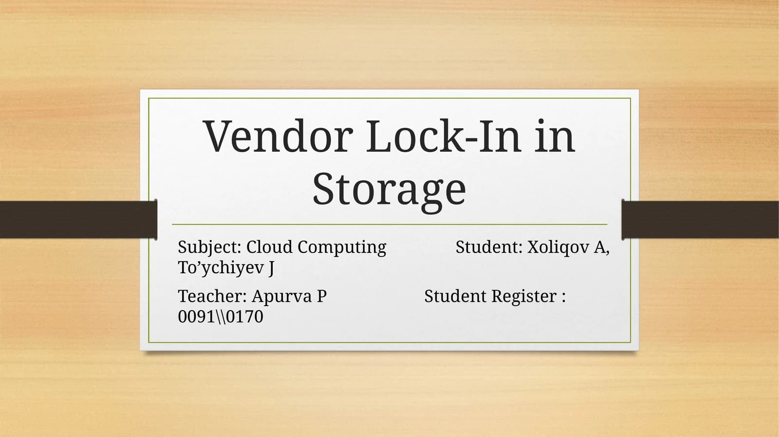 Vendor Lock-In in Storage