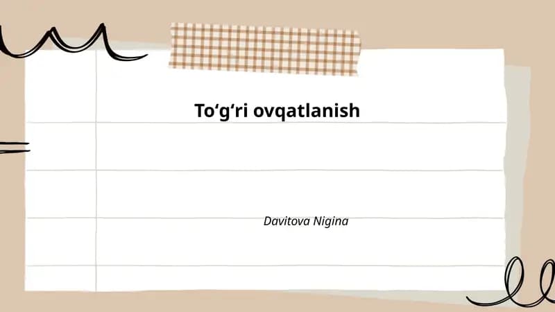Toʻgʻri ovqatlanish