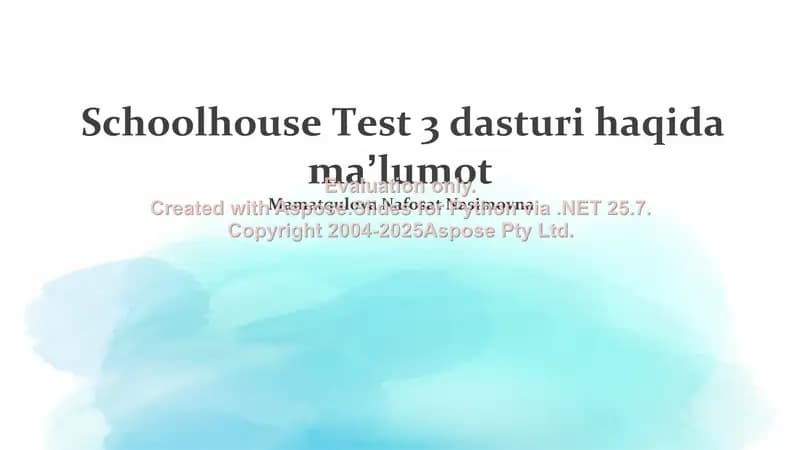 Schoolhouse Test 3 dasturi