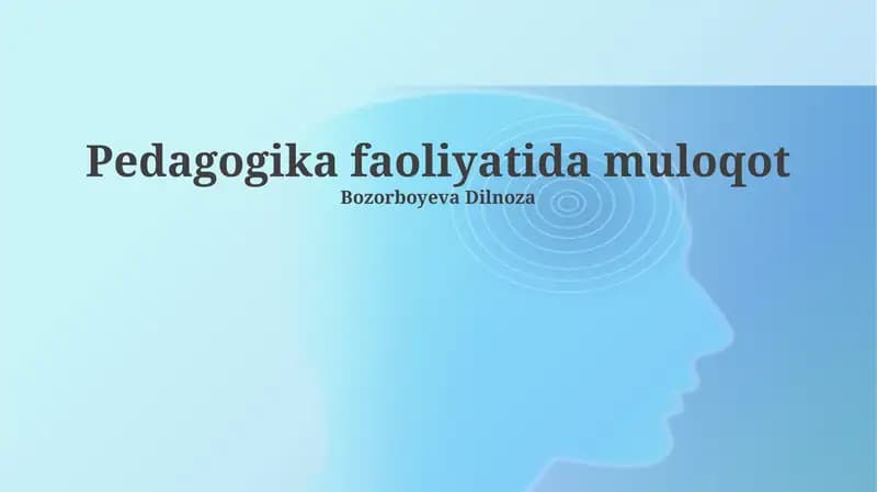 Pedagogika faoliyatida muloqot