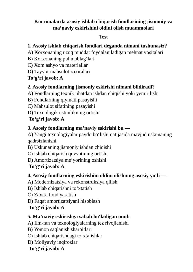 Asosiy ishlab chiqarish fondlari