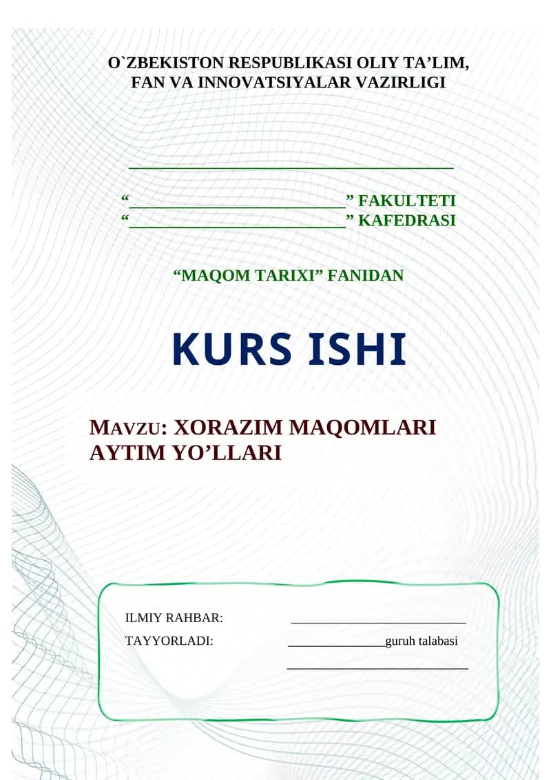 XORAZIM MAQOMLARI AYTIM YO’LLARI