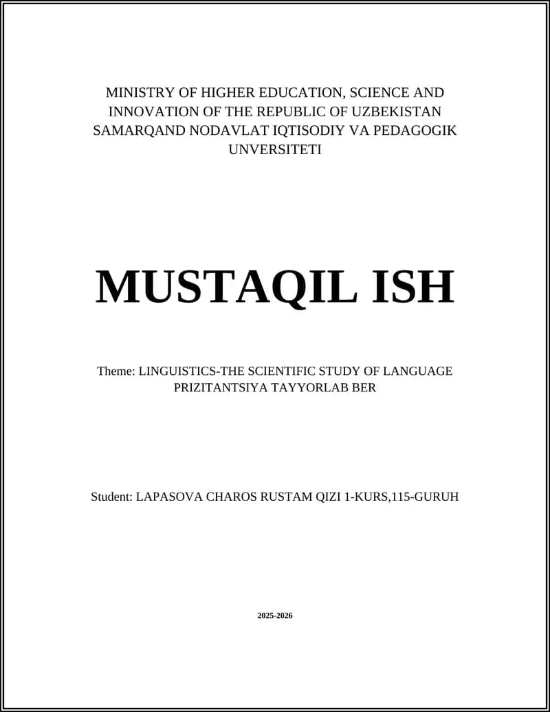 LINGUISTIKA-TILMOTURLIKKA ILMIY TAHQIQOT
