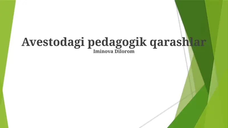 Avestodagi pedagogik qarashlar
