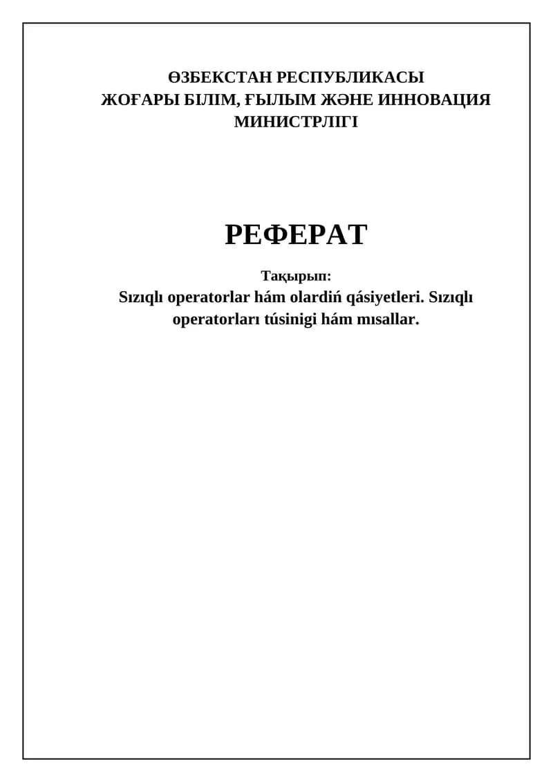 Sızıqlı operatorlar
