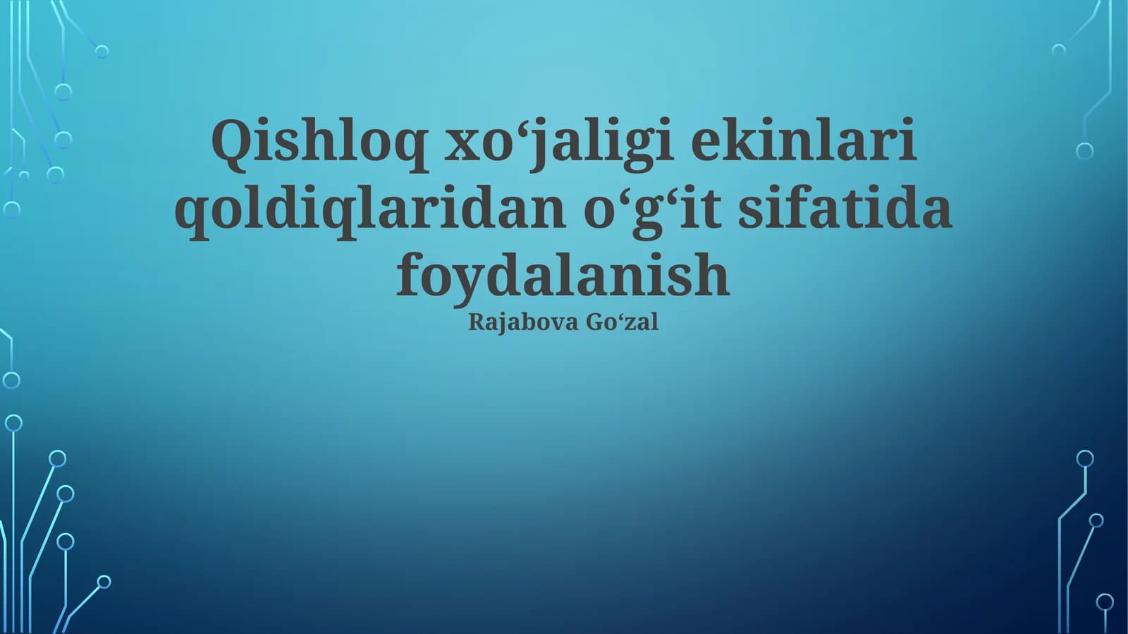 Ekin qoldiqlarini oʻgʻit sifatida samarali qoʻllash usullari