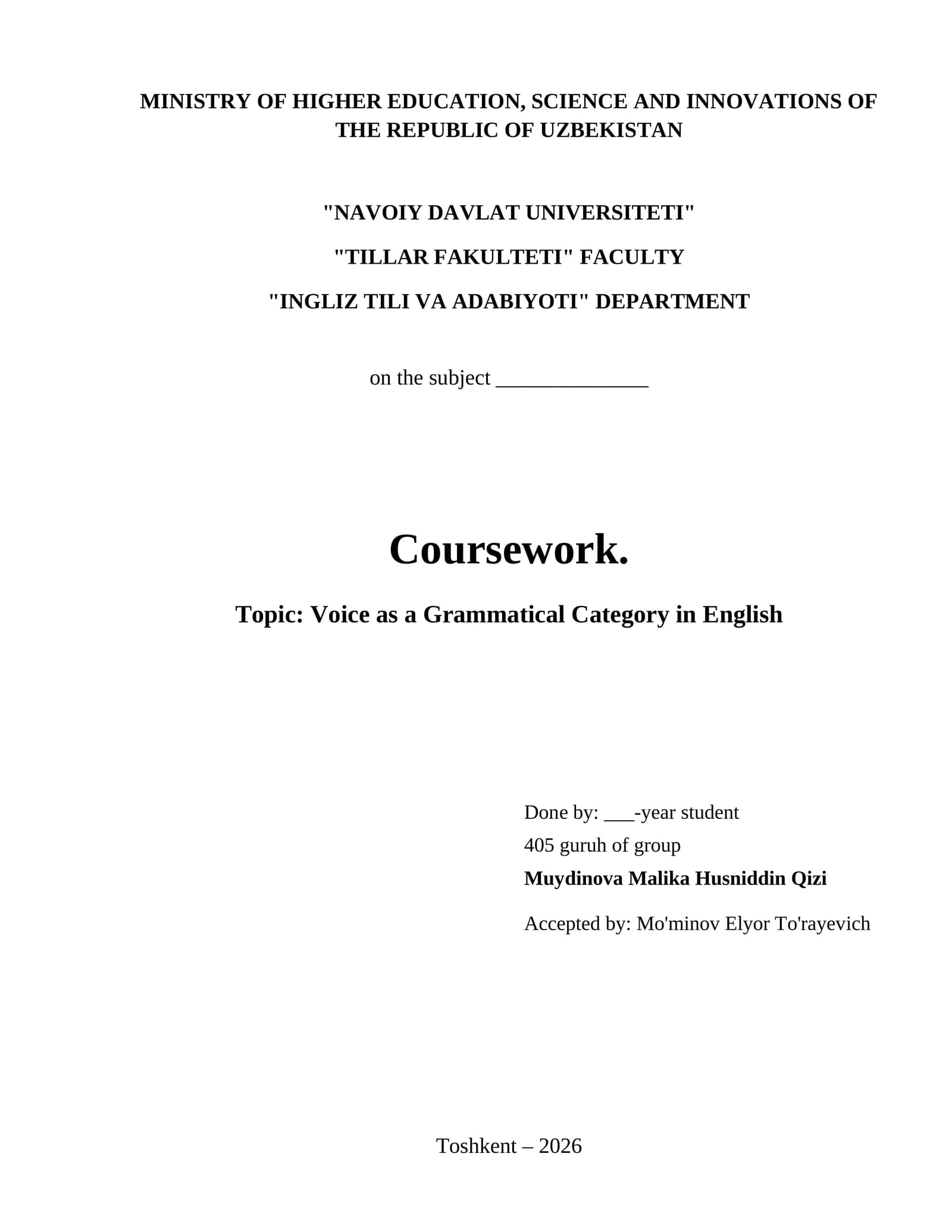 Voice as a Grammatical Category in English