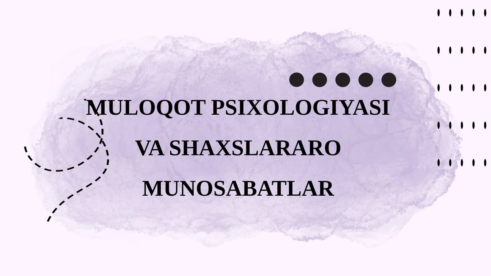 MULOQOT PSIXOLOGIYASI VA SHAXSLARARO MUNOSABATLAR