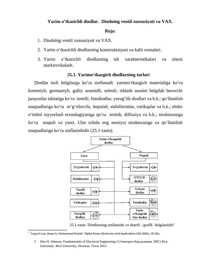Yarim o’tkazichli diodlar