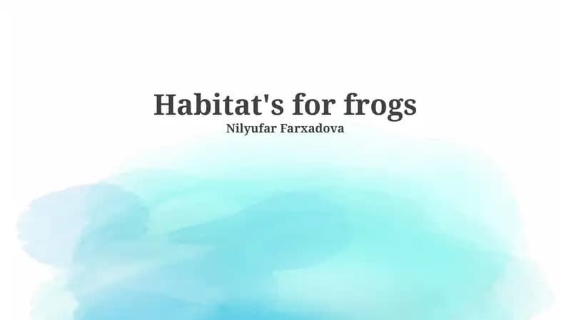 Frog Habitats: An Overview