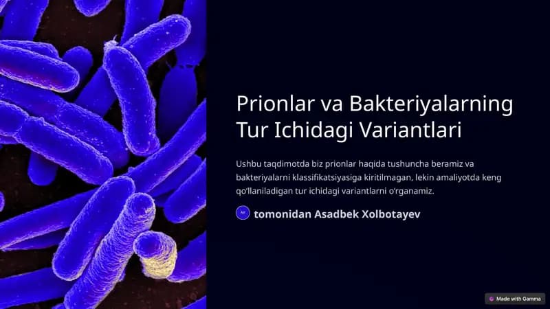Prionlar va Bakteriyalarning Tur Ichidagi Variantlari