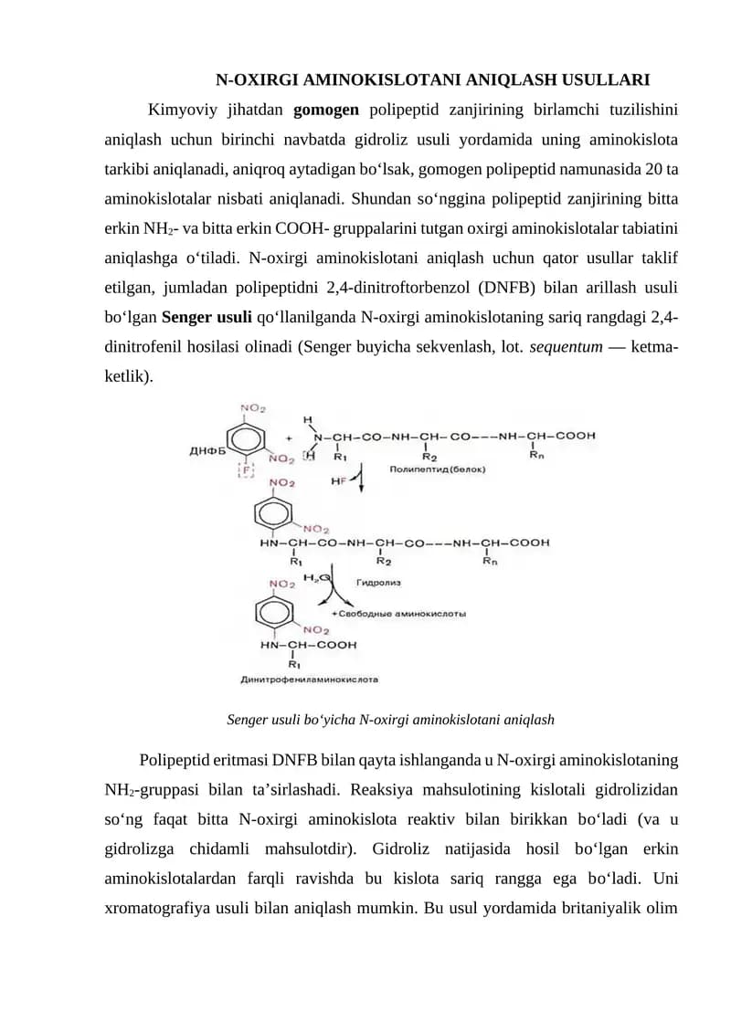 N-OXIRGI AMINOKISLOTANI ANIQLASH USULLARI