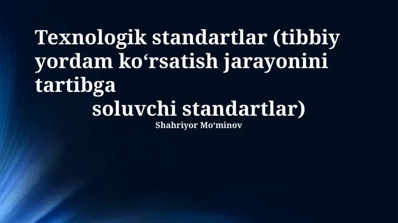 Tibbiy yordam ko'rsatish standartlari