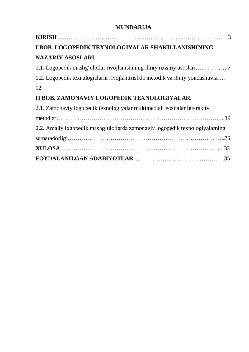Logopedik texnologiyalarning rivojlanish tarixi