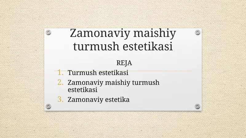 Zamonaviy maishiy turmush estetikasi