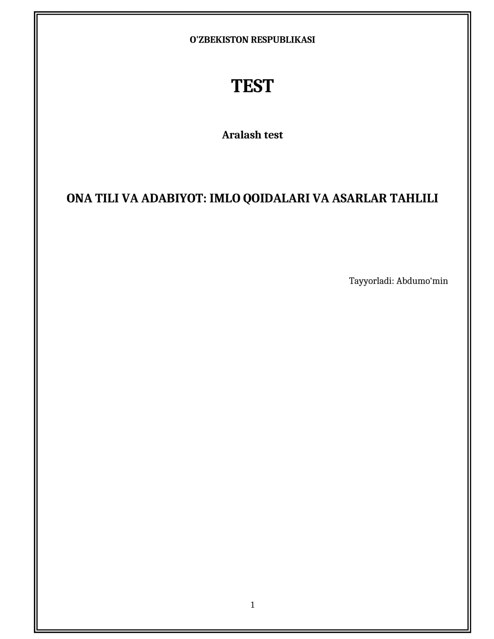 ONA TILI VA ADABIYOT: IMLO QOIDALARI VA ASARLAR TAHLILI
