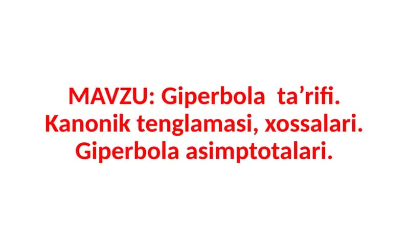 Giperbola tushunchasi