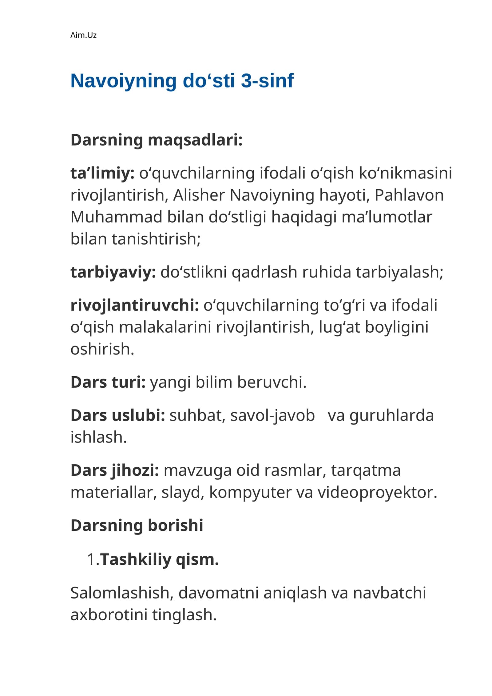 Navoiyning do‘sti 3-sinf