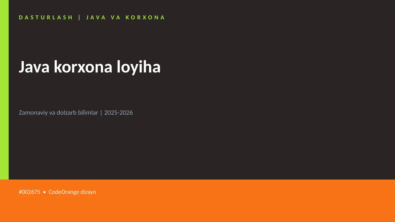Java korxona loyiha