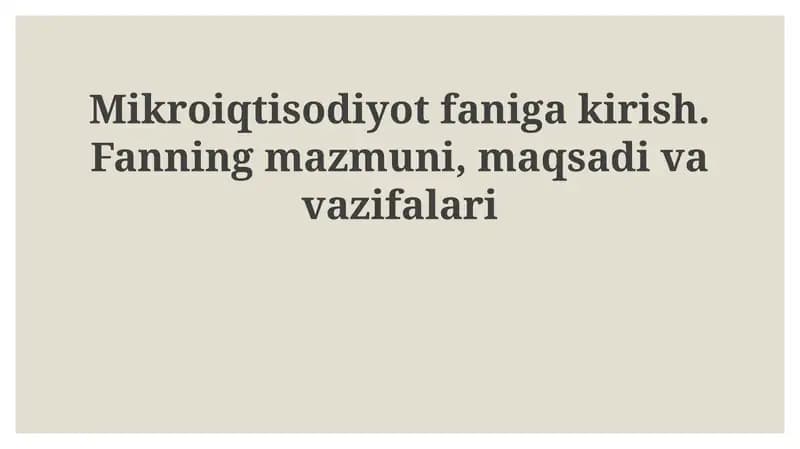 Mikroiqtisodiyotfanigakirish
