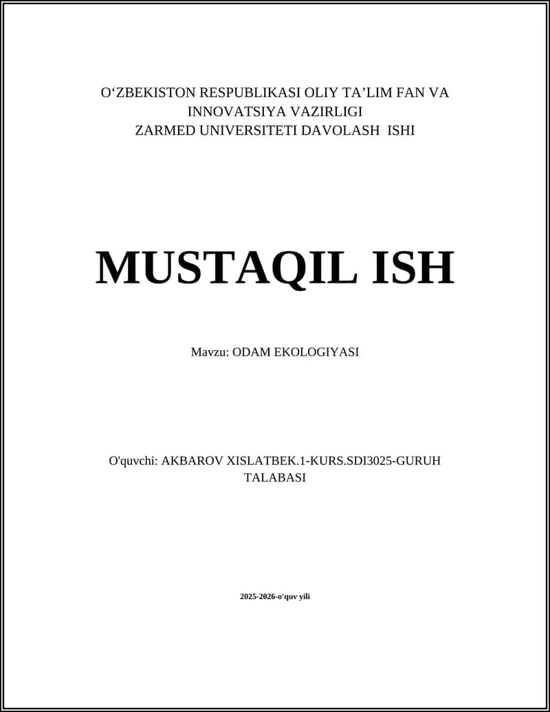Odam Ekologiyasi