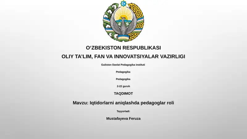 Iqtidorlarni aniqlashda pedagoglar roli