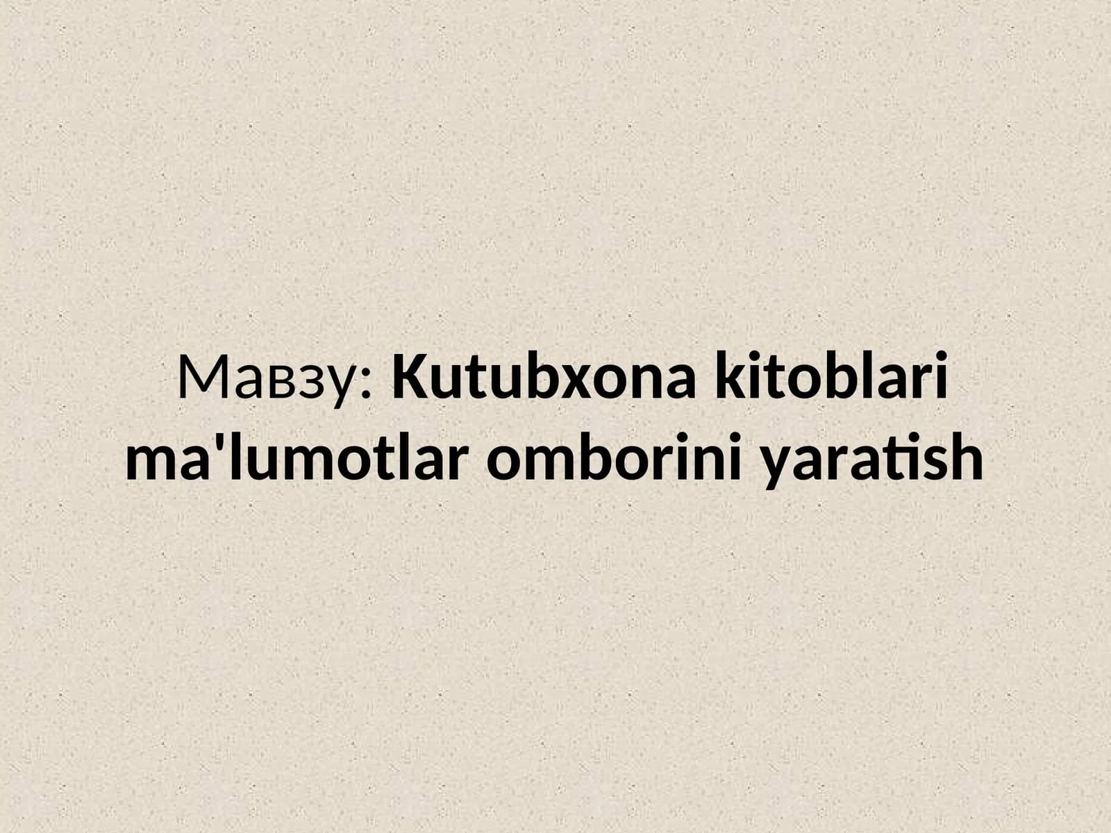 Kutubxona kitoblari ma'lumotlar omborini yaratish