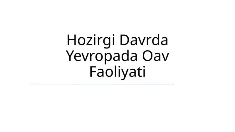 Zamonaviy Evropadagi media landshaft