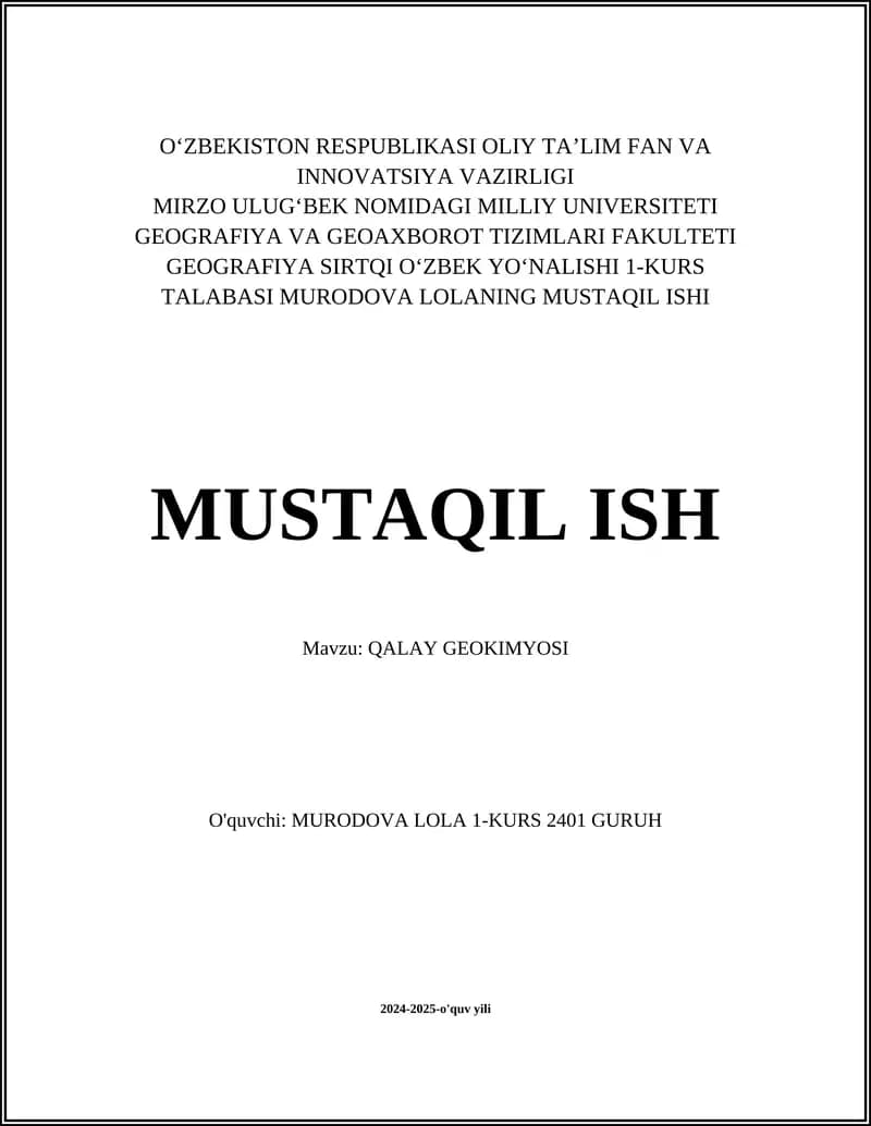 QALAY GEOKIMYOSI