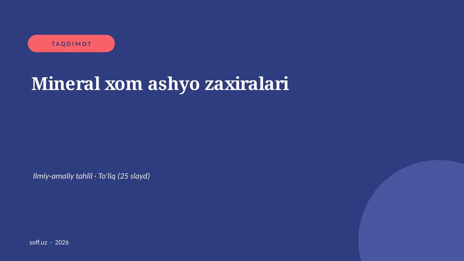 Mineral xom ashyo zaxiralari Ilmiy-amaliy tahlil