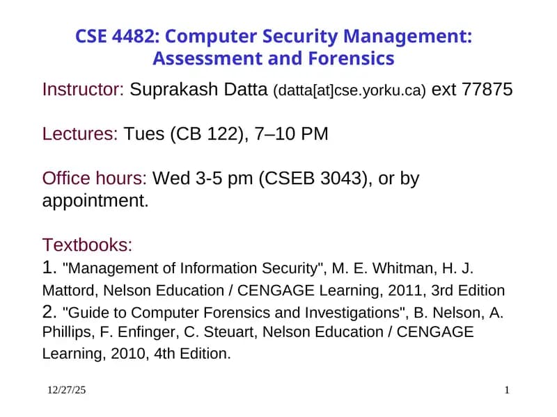 Management of Information Security