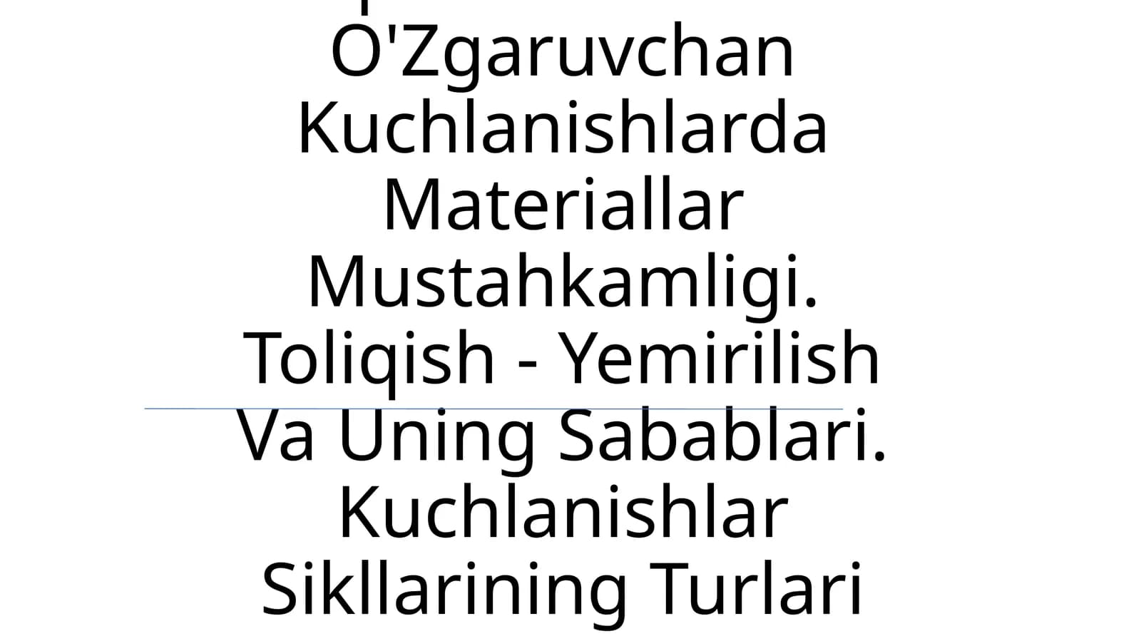 Kuchlanishlar Sikllarining Turlari