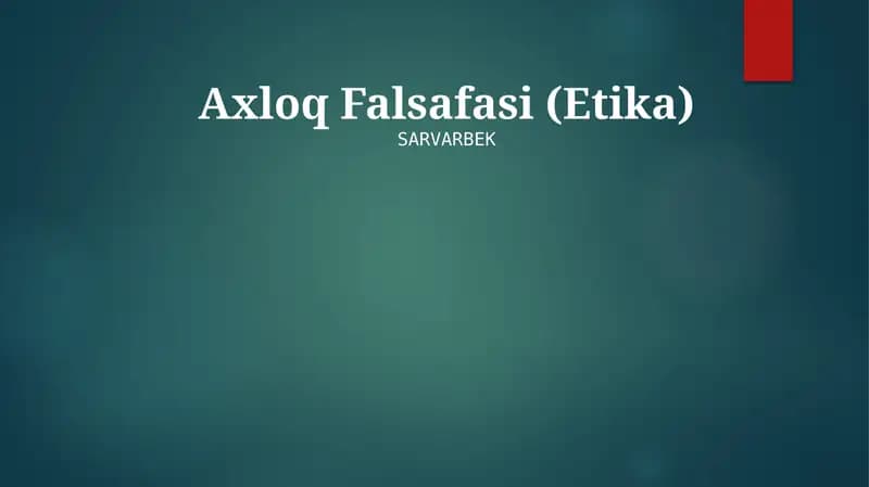 Axloq Falsafasi (Etika)